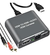 Hdiwousp HDMI Audio Extractor 4K, HDMI to HDMI Audio Optical Stereo 3.5mm Jack, HDMI Audio Conver...