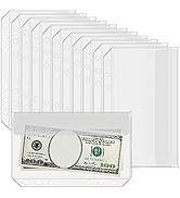 Antner 12PCS A6 Binder Pockets No Zipper 6-Hole Cash Stuffing Envelopes Planner Inserts for A6 6-...