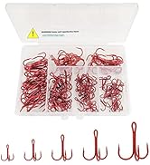 UperUper Red Fishing Treble Hooks Kit, High Carbon Steel Hooks Strong Sharp Round Bend for Lures ...