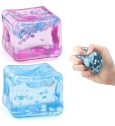 Chridark Ice Cube Fidget Toy for All Ages: 2 Pack Sensory Squishy Fidget Toys, Square Stress Ball...