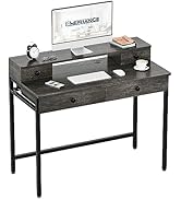 Elephance Small Computer Desk with Monitor Stand 39.37" Home Office Desk with 4 Drawers Study Wri...