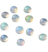 PH PandaHall 12PCS White Opal Cabochons 3mm Half Round Pure Opalite Cabochon Flat Back Gemstone J...