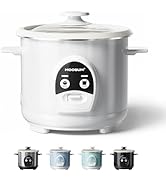 MOOSUM 3-Cup Uncooked Rice Cooker Small &amp; Food Steamer - Ceramic Coating Non-Toxic Inner Pot, One...