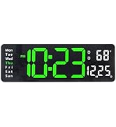 Plumeet Digital Wall Clock, 13’’ Large LED Wall Clock with Remote Control, Big Digits, Auto-Dimmi...