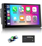 Haudio 7 Inch Car Stereo with Wireless Apple CarPlay &amp; Android Auto, Double Din Touch Screen Blue...