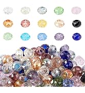 PH PandaHall 100pcs 8x5mm Faceted Large Hole European Beads Mixed Color Rondelle Large Hole Beads...