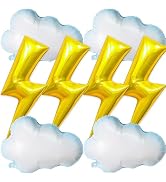 Lightning Bolt Cloud Balloons 8PCS 45 Inch Storm Theme Foil Balloon Set | 4 Lightning Bolt and 4 ...