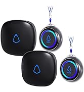Caregiver Pager, Wireless Call Button for Seniors/Elderly at Home, 2 SOS Buttons + 2 Receivers Me...