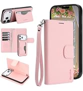 Fofvccv for iPhone 18 Pro Max Wallet Case with 5 Card Slots G1 Pink | 2 in1 Detachable RFID Block...