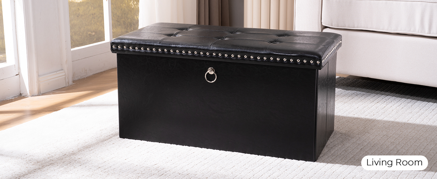 oakvivo Folding Storage Ottoman Bench Small Leather Foot Rest Stools Ottoman with Storage Footstool