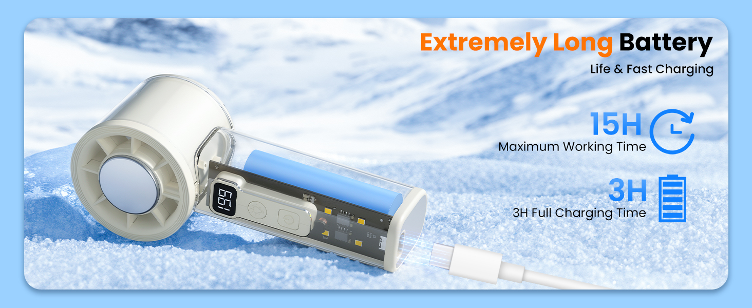 Extremely Long Battery Life &amp;amp; Fast Charging 15H Maximum Working Time 3H 3H Full Charging Time