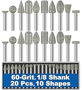 20Pcs 60-Grit Diamond Grinder Bit 1/8" Shank Compatible with Dremel Rotary Tool Attachment Access...