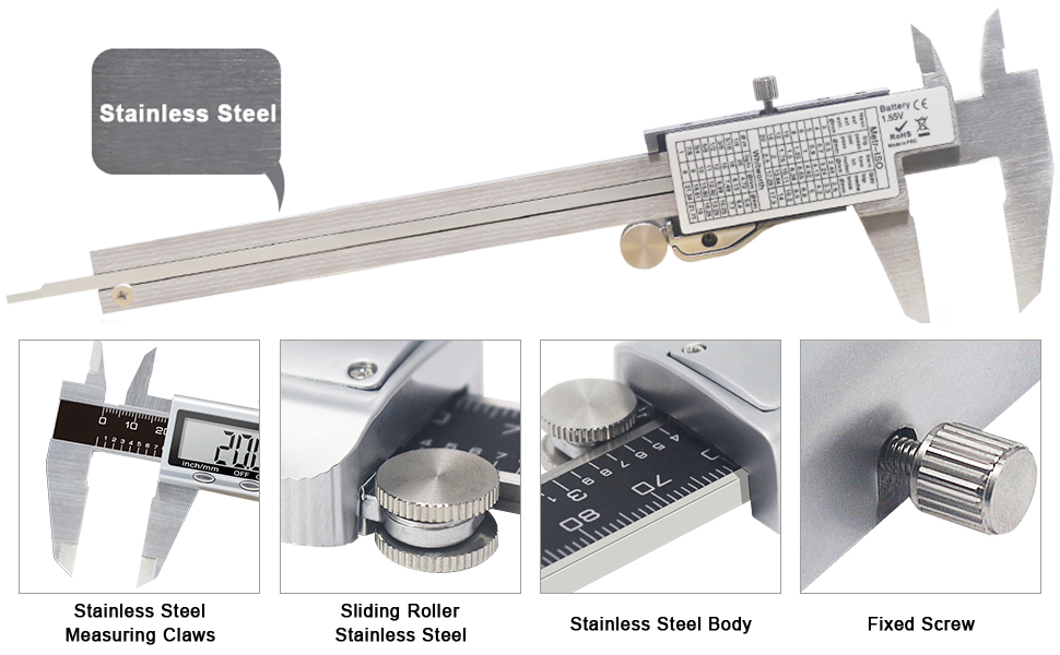 digital caliper stainless steel measuring tool