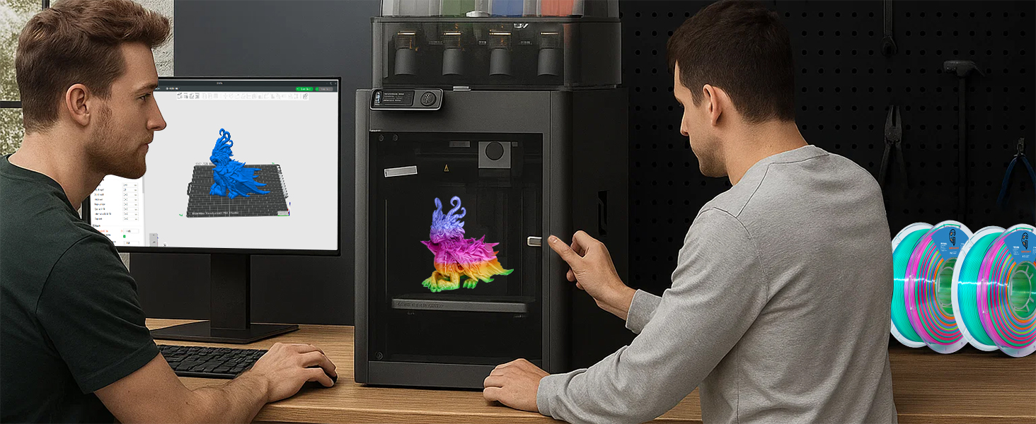 goto guard silk rainbow pla,multicolor filament,multicolor filament pla,3d printer filament silk