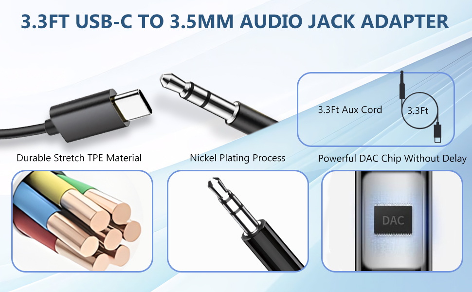 3.3FT USB-C TO 3.5MM AUDIO JACK ADAPTER