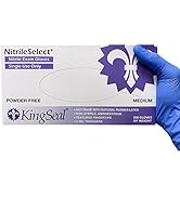 KingSeal NitrileSelect Exam Gloves, Medical Grade, Powder Free, 3 MIL, Violet Blue, 200 Count Box...