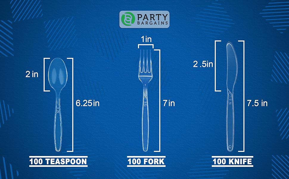 Portrays the complete set and actual sizes of our Sapphire Family Cutlery Set
