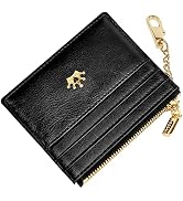 URAQT Credit Card Holder Wallet, Minimalist Leather Slim Change Wallet Zipper Coin Purse, Mini Cr...