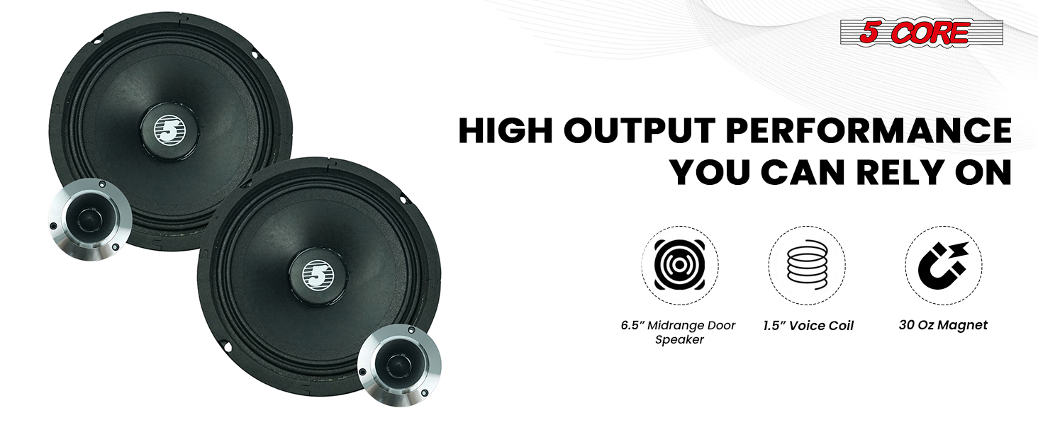 midrange tweeter combo 6.5 inch car audio set high power door speakers component sound