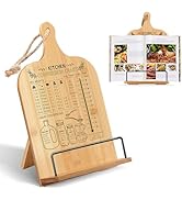 Cookbook Stand for Kitchen Counter, Recipe Book Holder with Conversion Chart Adjustable Non-Slip ...