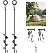 hannger 2 Pack 18" Ground Anchors Screw in, Tent Stakes Anchors with Drill, Heavy Duty Earth Anch...