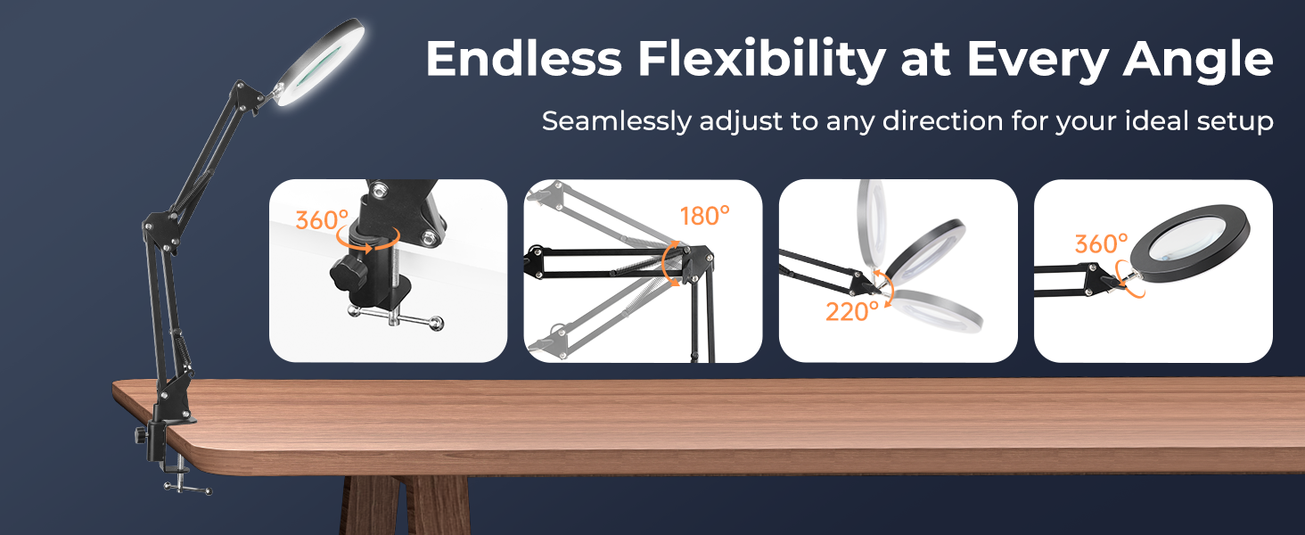 magnifying glass with light and stand