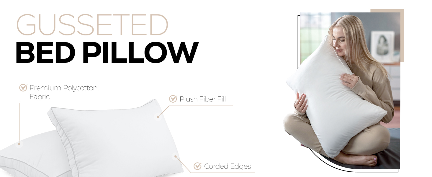 gusset queen pillows, utopia bedding gusseted pillow queen, gusset utopia pillows