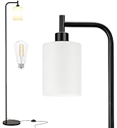 Ziisee Floor Lamps for Living Room - Standing Lamp with Frosted White Glass Shade, Modern Industr...