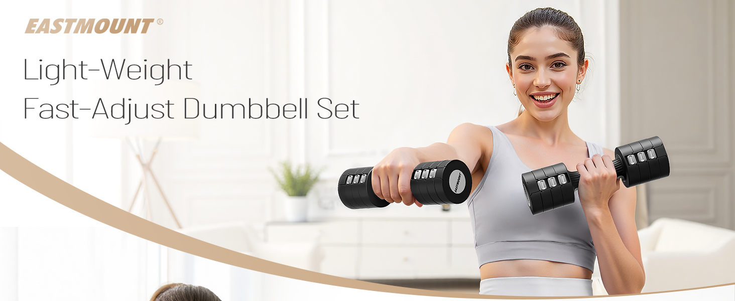 EAST MOUNT Adjustable Dumbbells 5 lb Dumbbells Set of 2 / Free Weights Women Hand Weights