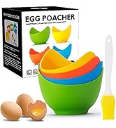 Egg Poacher - Poached Egg Cooker with Ring Standers, Food Grade Non Stick Silicone Egg Poaching C...