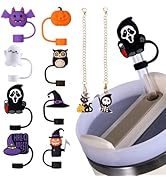 10pc 3D Halloween Straw Covers Ghost Straw Topper Silicone Reusable for Stanley Straw Cover with ...