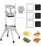 POWLAB Commercial Vegetable Chopper &amp; French Fry Cutter Stainless Steel - Includes 3 Blade Sizes ...