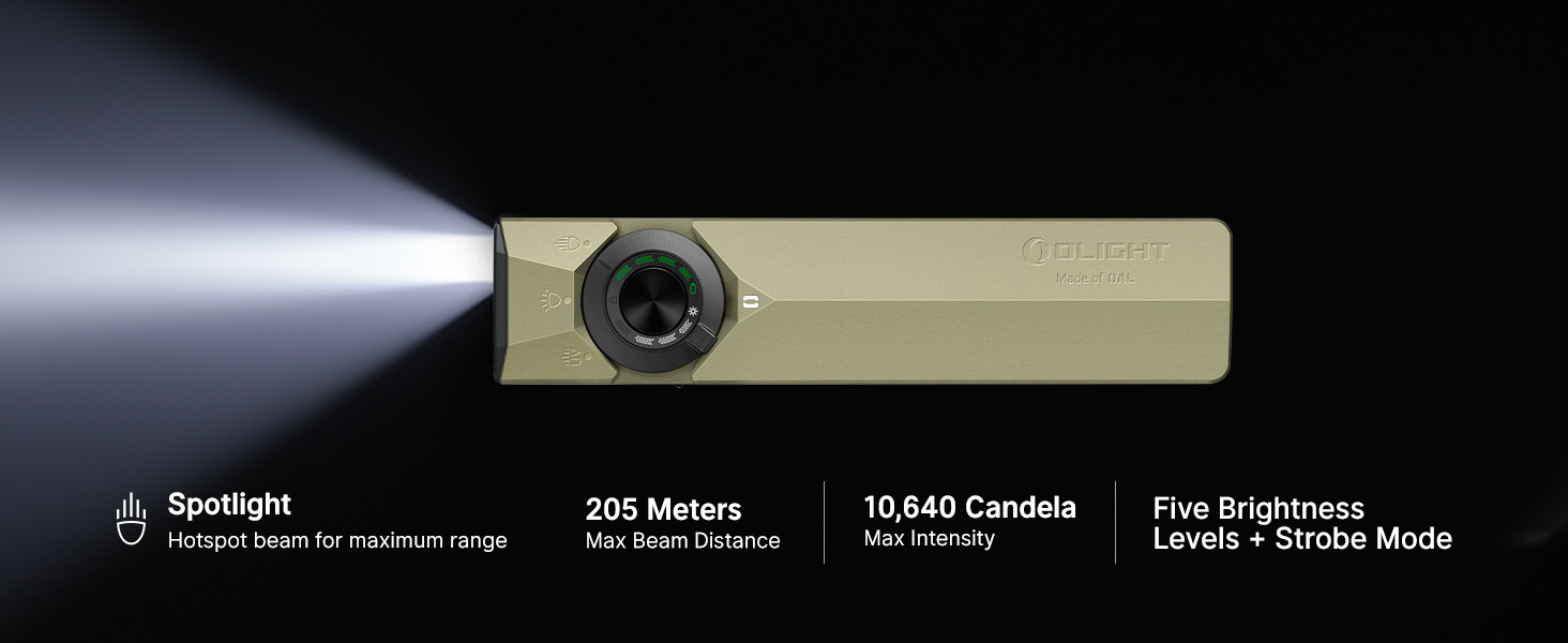 The Spotlight provides a wide illumination area and is suitable for camping