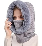 3-in-1 Winter Balaclava,Knitted Hat Outdoor Windproof Scarf Hat,Knitted Ski Mask Scarf Set for Wo...