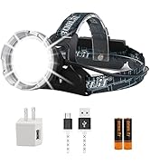 BORUIT B10 Rechargeable Headlamp Super Bright 100000 Lumens - 4 Modes LED Head Lamp USB Waterproo...