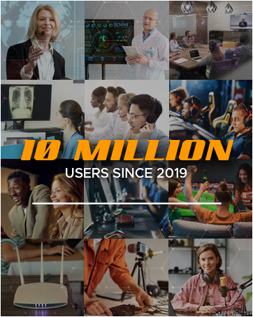 10 million users since 2019 - - a series of photos of people working in a computer lab