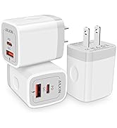 3Pack Dual Port USB-C Wall Plug-in USB Charger, AILKIN 20W Power Delivery + QC3.0 USB A Double Po...