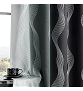 MYSKY HOME Black 95% Blackout Ombre Curtains 84 inch Long 2 Panels Set for Living Room Bedroom Pa...