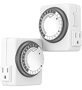 HBN Indoor Timers for Lamps,24 Hour Plug-in Mechanical Indoor Timer for Electrical Outlets,Dual O...