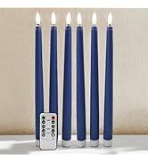 Ni-JASW Navy Blue Flameless Taper Candles with Remote Timer, Flickering Battery Operated LED Cand...
