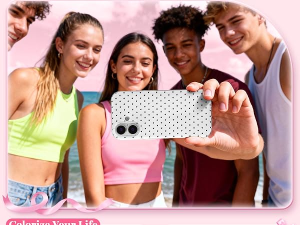 QLTYPRI Cute Polka Dot Shockproof Phone Case