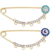 PH PandaHall 2pcs Evil Eye Brooch Pins, Lucky Eyeball Brooch Charm with 5 Loops Rhinestone Brooch...
