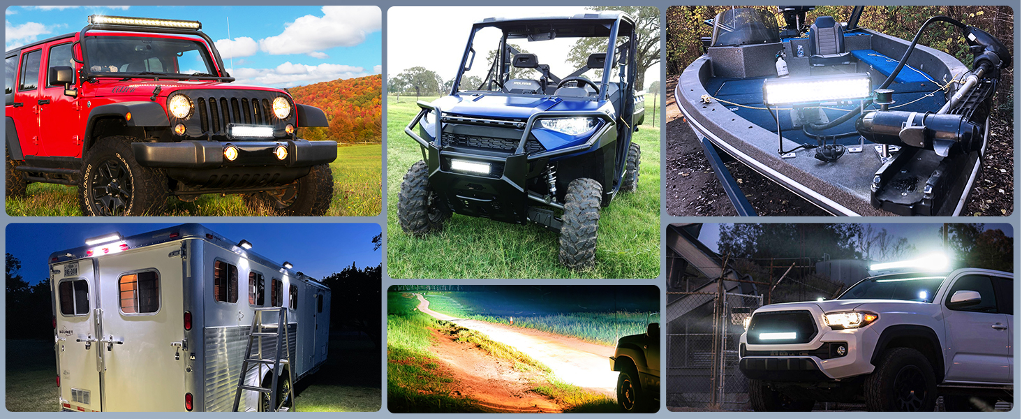 12 Inch 300W Triple Row Flood Spot Combo 30000LM Led Off Road Lights