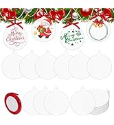Hemobllo Acrylic Ornaments Blanks, 18 pcs Round Acrylic Ornament Blanks with Craft Rope for Chris...