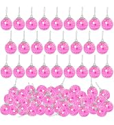 Pink Mini Disco Ball Decor: 60 Pack Hanging Mirror Ball Ornaments 1.2 Inch Disco Balls Decoration...