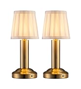 NEWSEE Mini Cordless Table Lamp 2 Pack - 11.4" Stepless Dimmable Touch Lamp with Fabric Shade, Sm...
