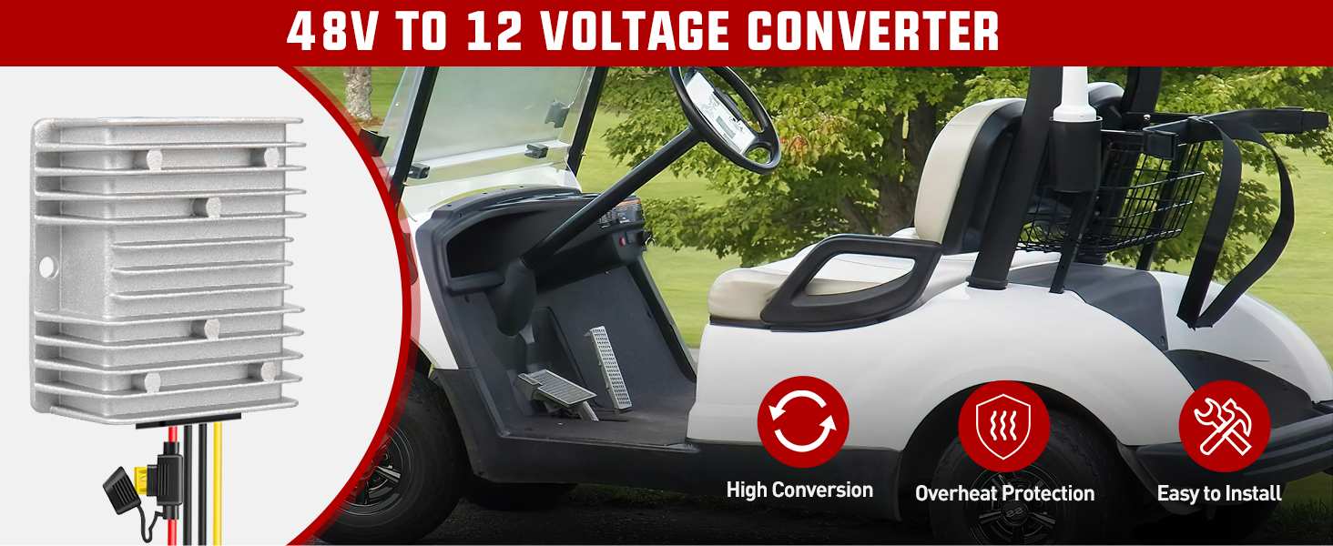 Nilight 240W 48V 36V to 12V 20A DC Converter Regulator Reducer with Fuse