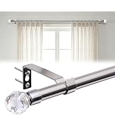 Curtain Rods 5/8 Inch Adjustable Single Rod 28-50 in - Decorative Drapery Pole with Acrylic Diamo...