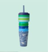 REDUCE GoGo's Kids Portable Tumbler Cups with Lids and Spill-Proof Straws - 5 Pack of Stackable 1...