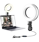 Clip On Ring Light for Laptop, Video Conference Lighting with 3 Color Modes, Adjustable USB LED L...